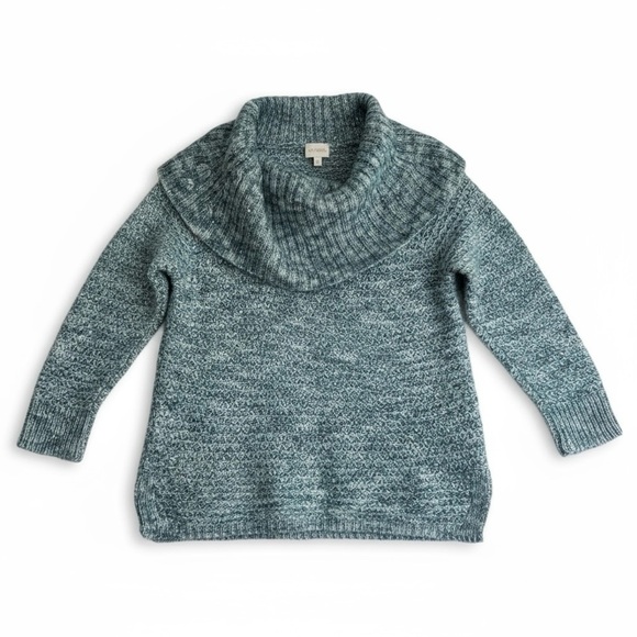 Chico's Sweaters - Chico’s Cozy Sequin Knit Cowl Neck Sweater Pullover Holiday Blue Teal Size 1 (M)